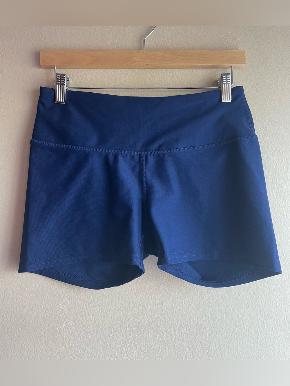 Tesla Women's Blue Stretch Athletic Shorts Elastic Waist Yoga Gym Size M